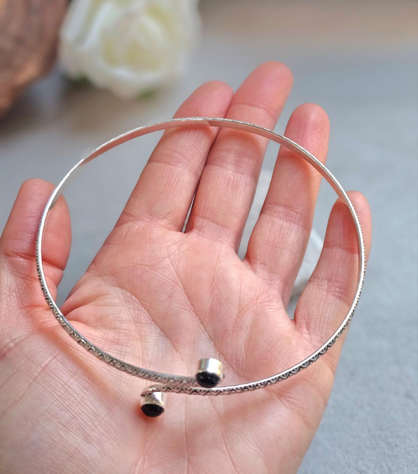 Silver Upper Arm Bracelet | Textured Arm Cuff | Adjustable Boho Statement Jewellery