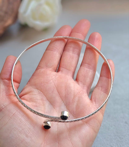 Silver Upper Arm Bracelet | Textured Arm Cuff | Adjustable Boho Statement Jewellery