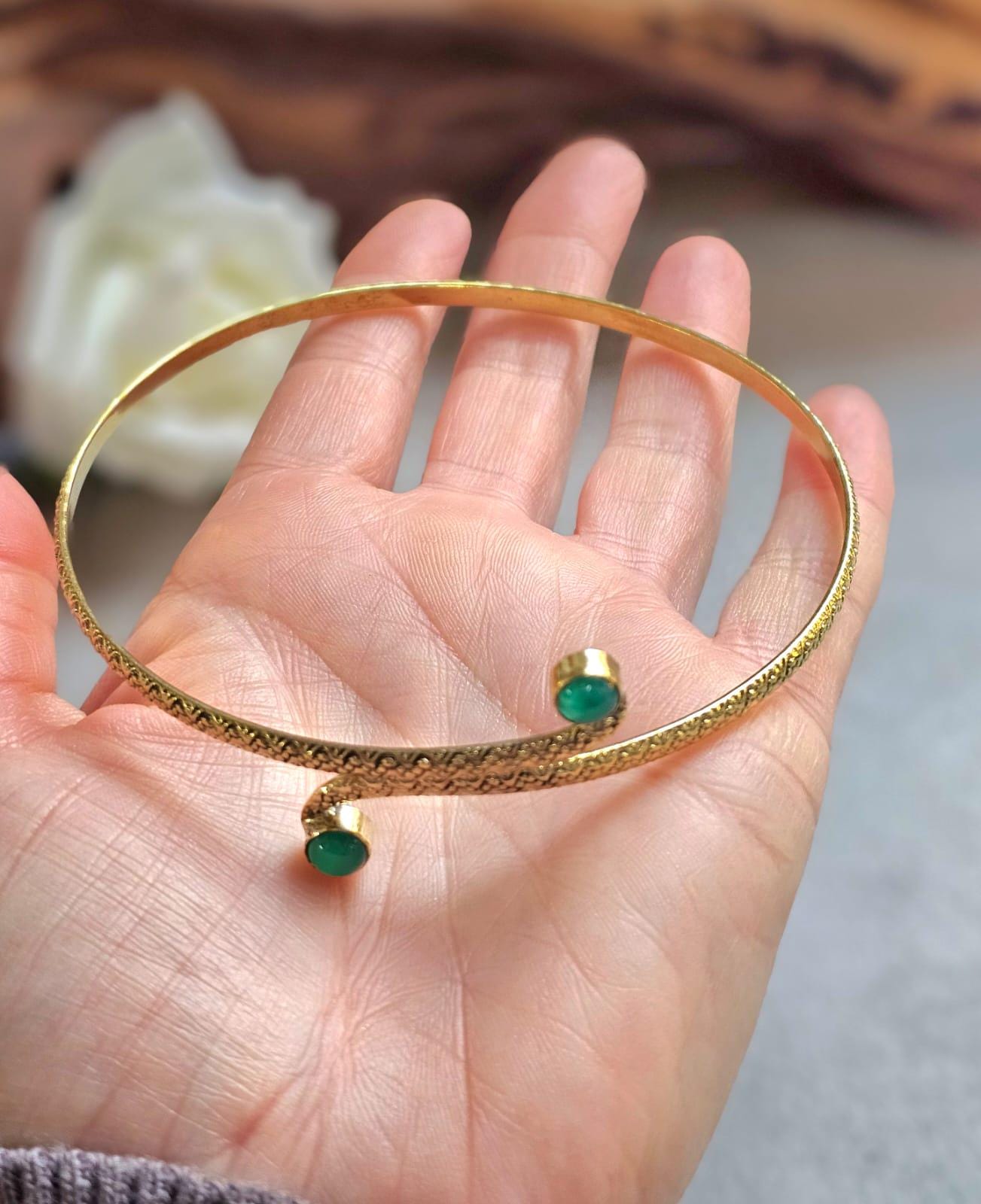 Raw Brass Textured Upper Arm Bracelet | Adjustable Boho Arm Cuff | Statement Jewellery