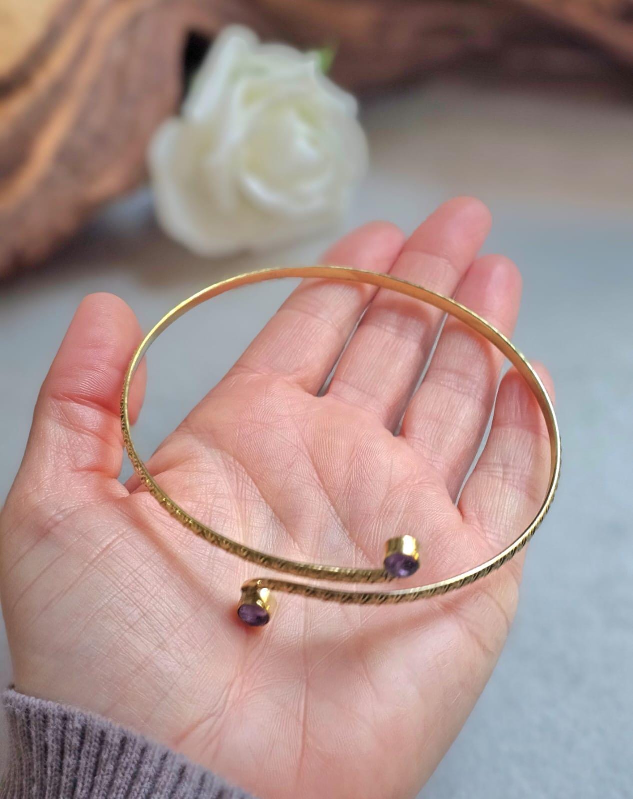 Raw Brass Textured Upper Arm Bracelet | Adjustable Boho Arm Cuff | Statement Jewellery