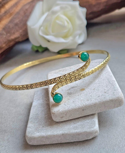 Raw Brass Textured Upper Arm Bracelet | Adjustable Boho Arm Cuff | Statement Jewellery