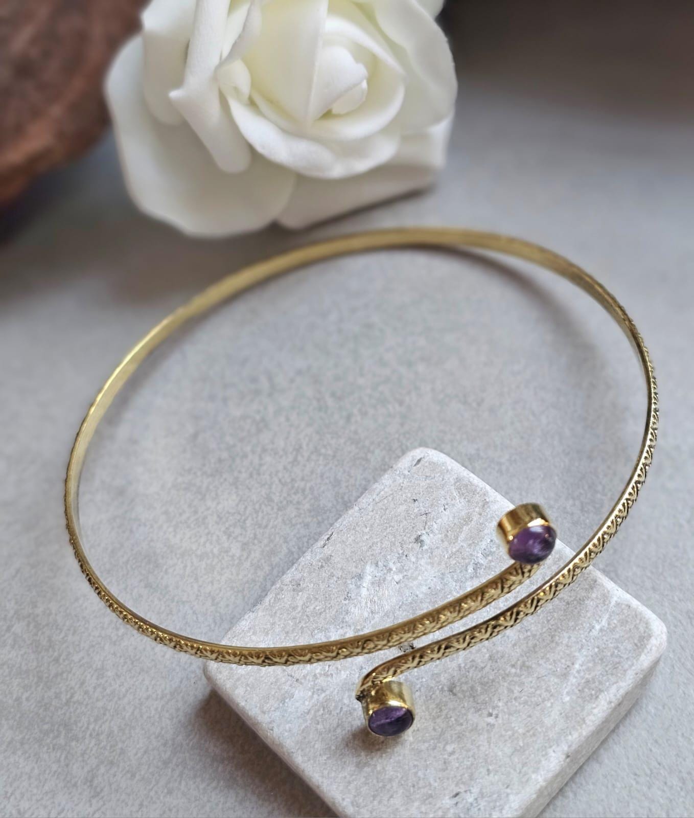 Raw Brass Textured Upper Arm Bracelet | Adjustable Boho Arm Cuff | Statement Jewellery