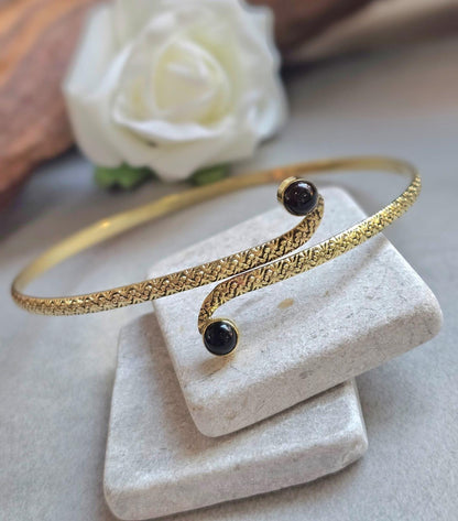 Raw Brass Textured Upper Arm Bracelet | Adjustable Boho Arm Cuff | Statement Jewellery