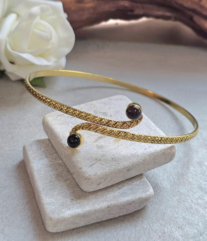 Raw Brass Textured Upper Arm Bracelet | Adjustable Boho Arm Cuff | Statement Jewellery
