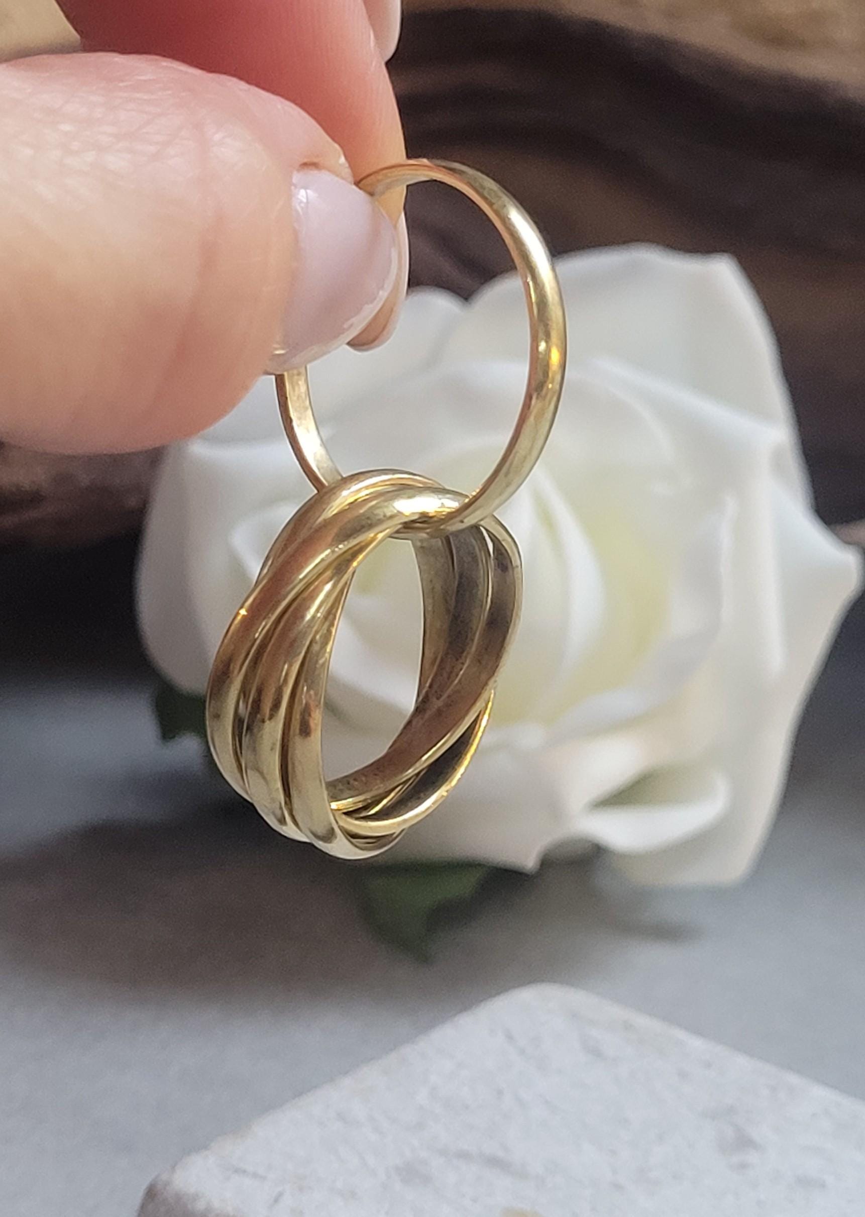 Raw Brass Five Band Ring | Stacked Brass Ring | Minimal Bohemian Jewellery | Handmade Statement Ring