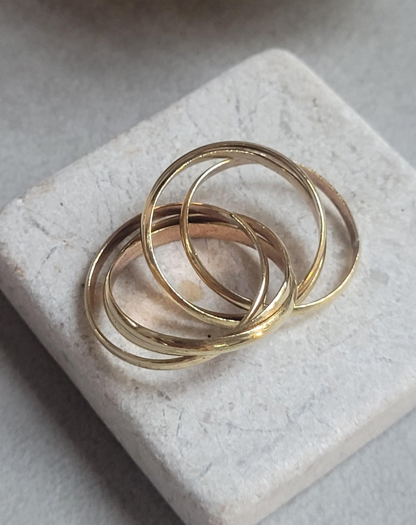 Raw Brass Five Band Ring | Stacked Brass Ring | Minimal Bohemian Jewellery | Handmade Statement Ring