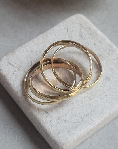 Raw Brass Five Band Ring | Stacked Brass Ring | Minimal Bohemian Jewellery | Handmade Statement Ring