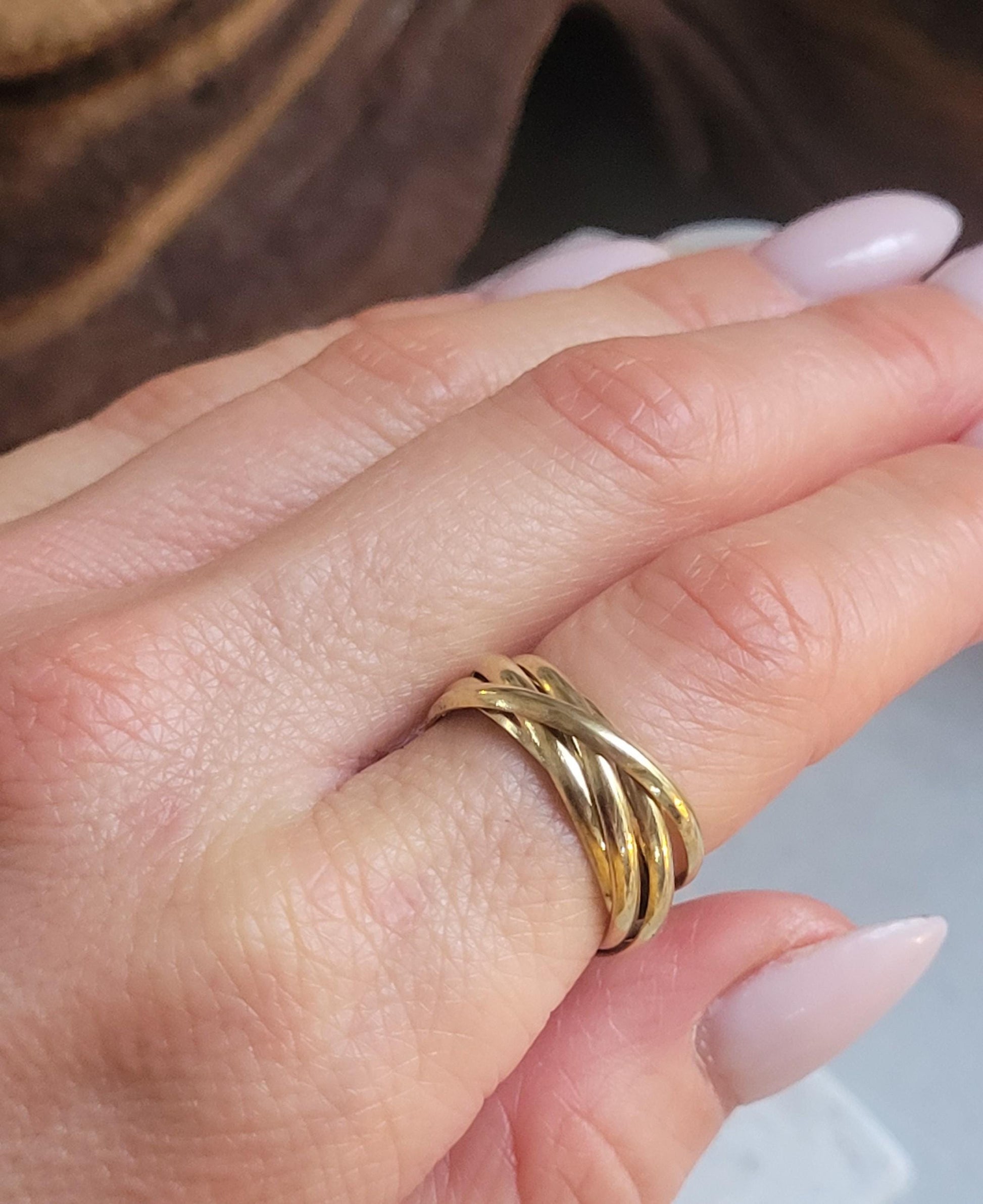 Raw Brass Five Band Ring | Stacked Brass Ring | Minimal Bohemian Jewellery | Handmade Statement Ring