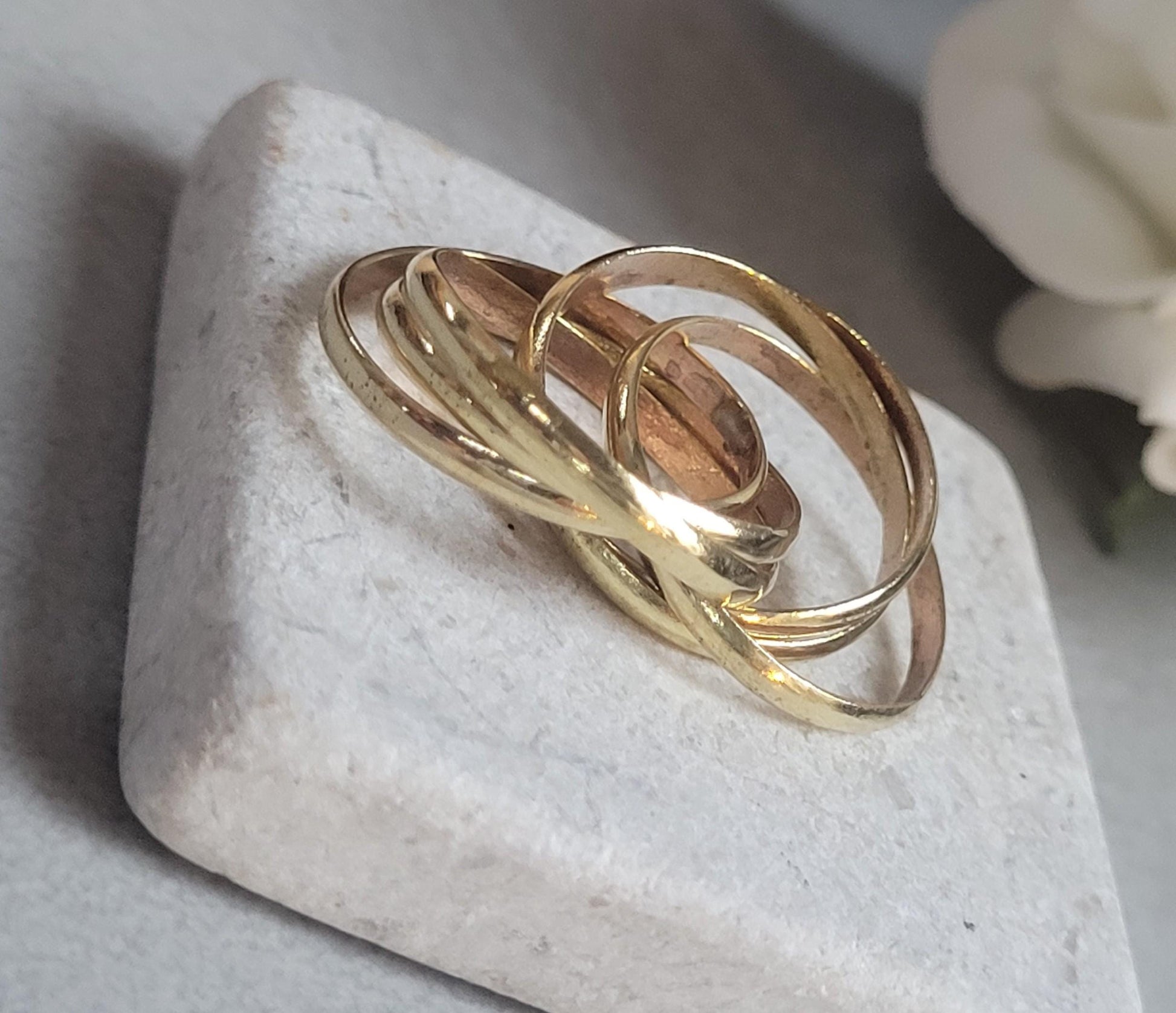 Raw Brass Five Band Ring | Stacked Brass Ring | Minimal Bohemian Jewellery | Handmade Statement Ring