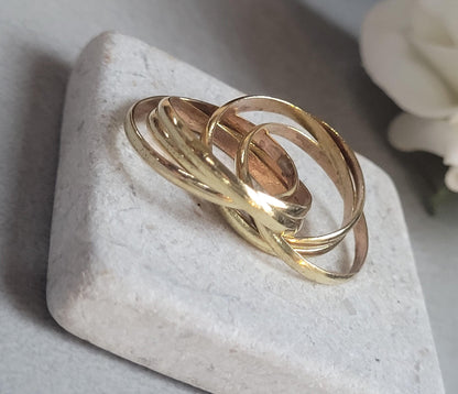 Raw Brass Five Band Ring | Stacked Brass Ring | Minimal Bohemian Jewellery | Handmade Statement Ring