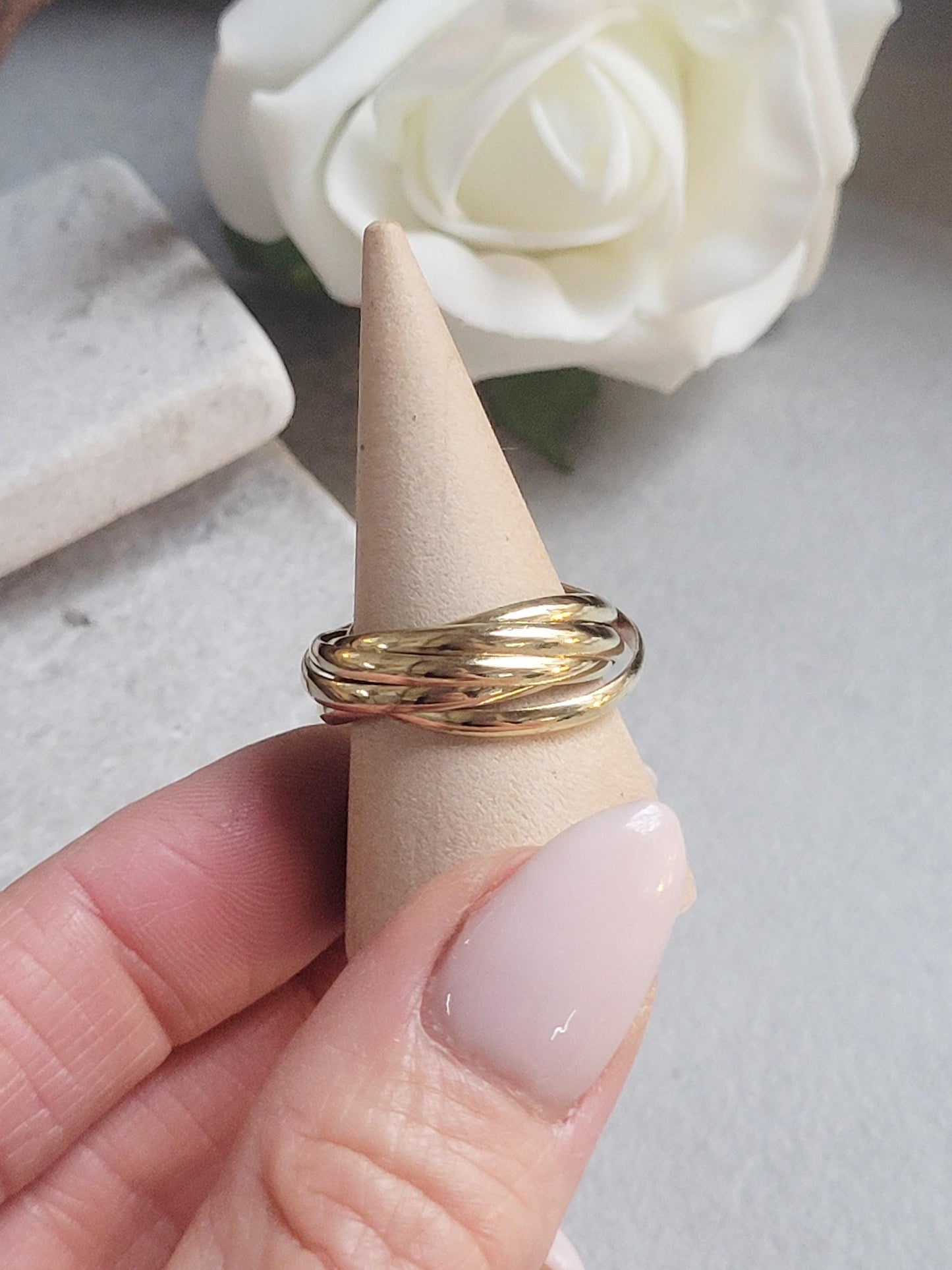Raw Brass Five Band Ring | Stacked Brass Ring | Minimal Bohemian Jewellery | Handmade Statement Ring