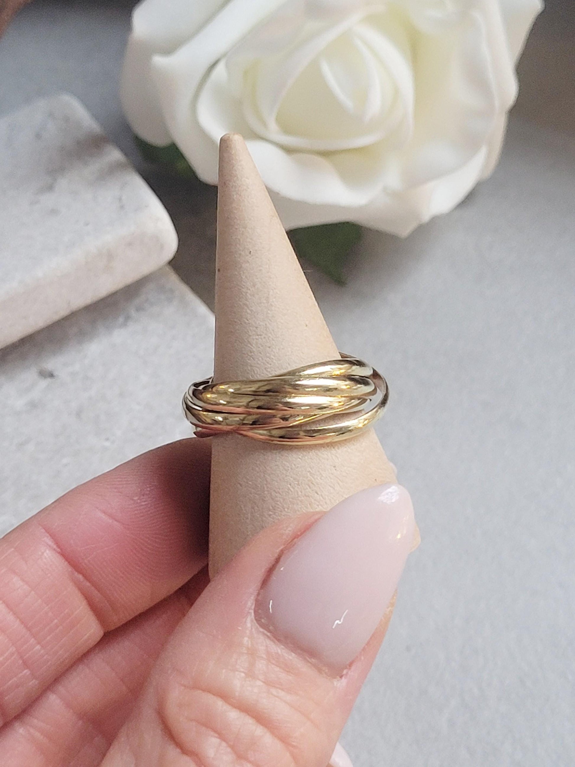 Raw Brass Five Band Ring | Stacked Brass Ring | Minimal Bohemian Jewellery | Handmade Statement Ring