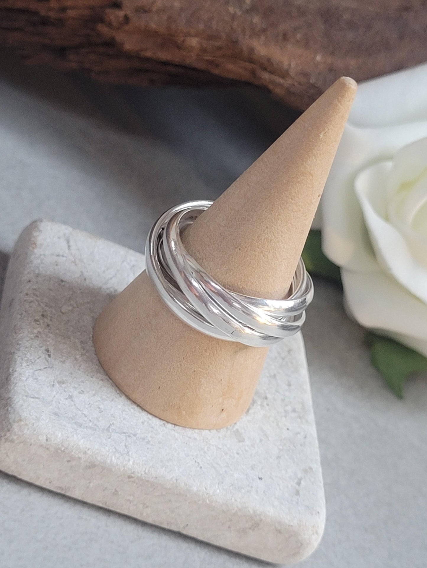 Silver Five Band Ring | Stacked Silver Ring | Minimal Bohemian Jewellery | Handmade Statement Ring