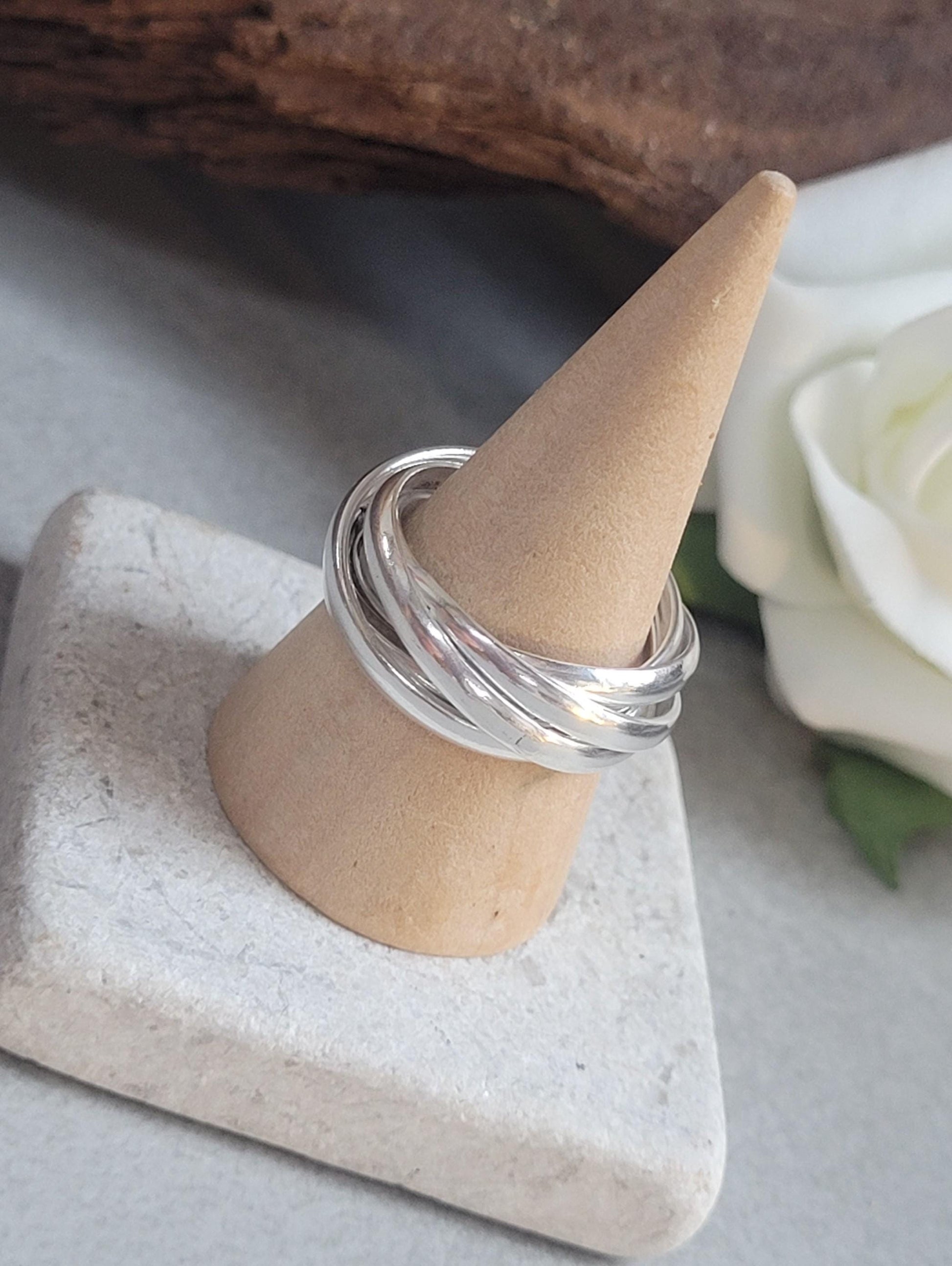 Silver Five Band Ring | Stacked Silver Ring | Minimal Bohemian Jewellery | Handmade Statement Ring