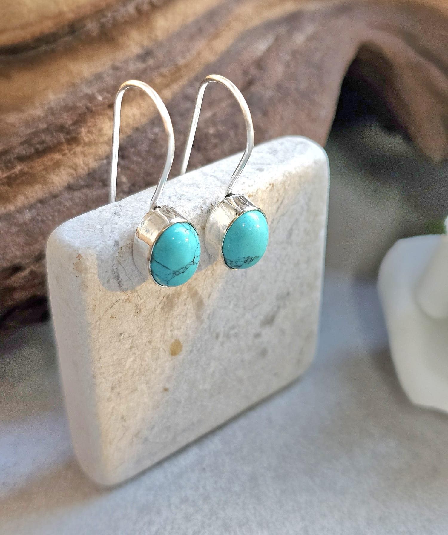 Silver plated dangle earrings / Gift for her / Minimalist jewelry