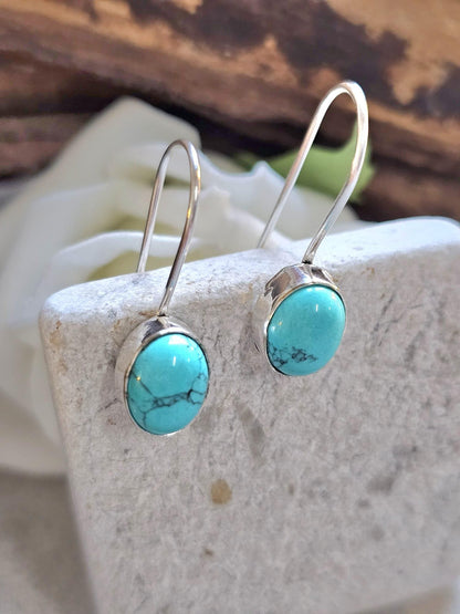 Silver plated dangle earrings / Gift for her / Minimalist jewelry