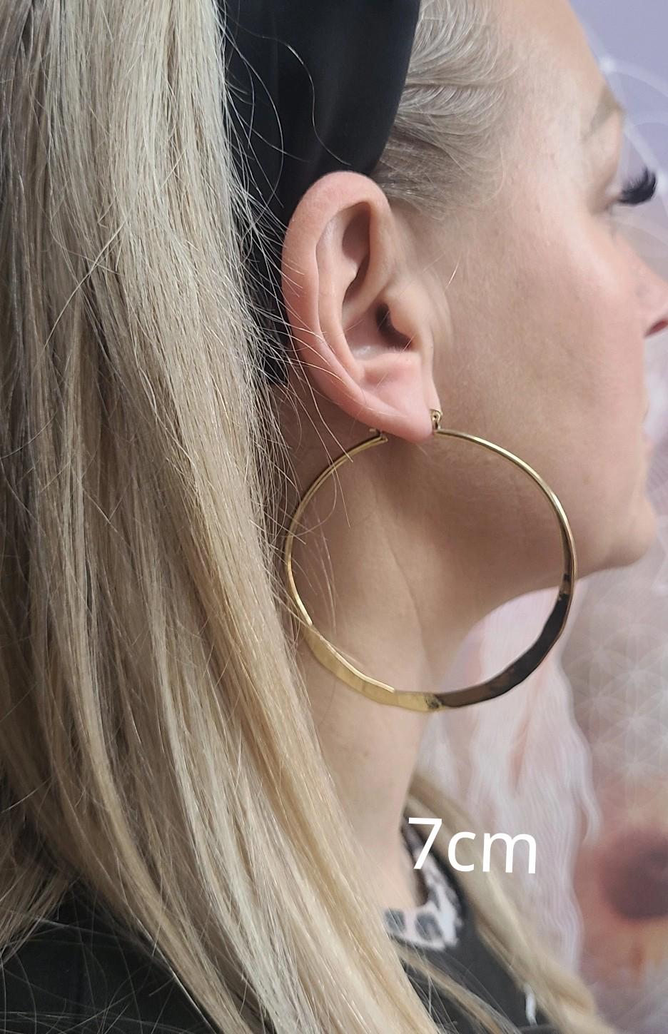 Brass hammered hoops / Hoop earrings / Small hoops / Large hoops / Unique / Free shipping