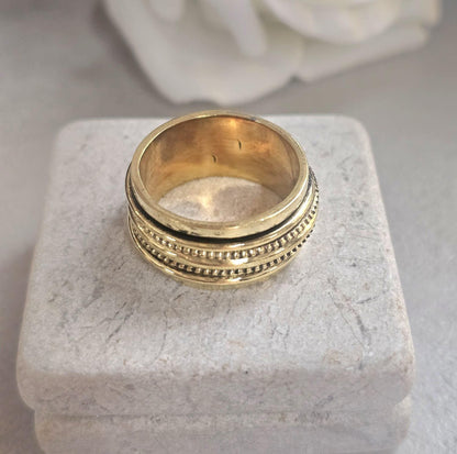 Raw Brass Spinner Ring – Nickel Free Hypoallergenic Wide Band