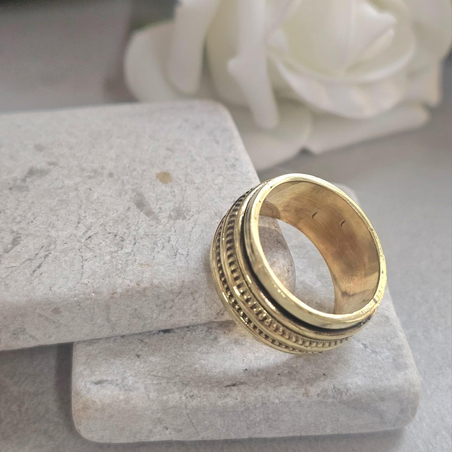 Raw Brass Spinner Ring – Nickel Free Hypoallergenic Wide Band