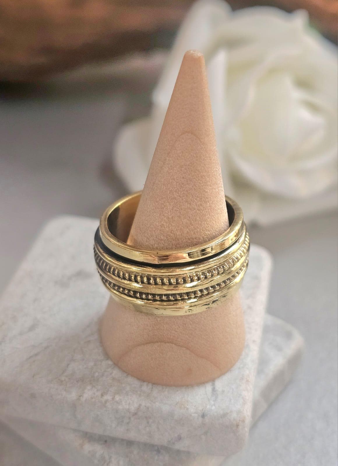 Raw Brass Spinner Ring – Nickel Free Hypoallergenic Wide Band