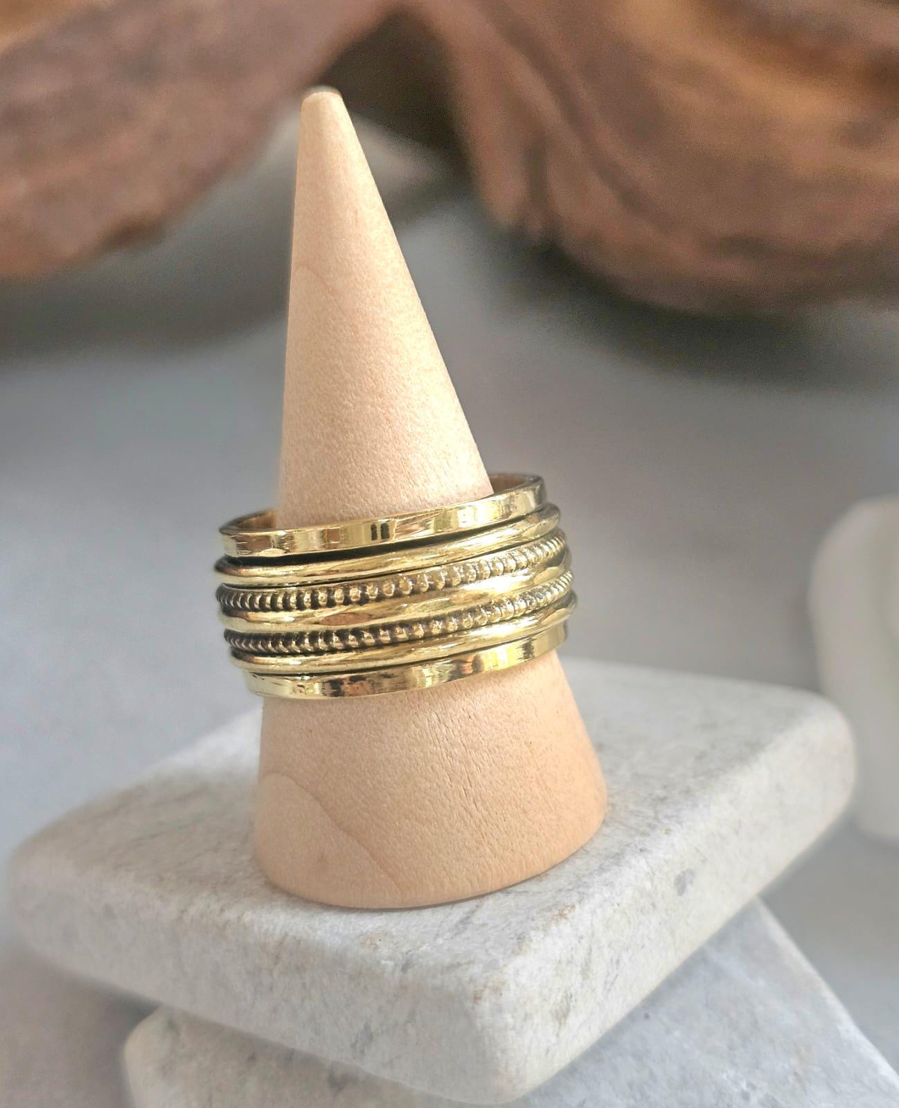 Raw Brass Spinner Ring – Nickel Free Hypoallergenic Wide Band