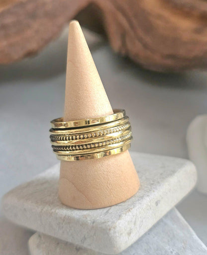 Raw Brass Spinner Ring – Nickel Free Hypoallergenic Wide Band
