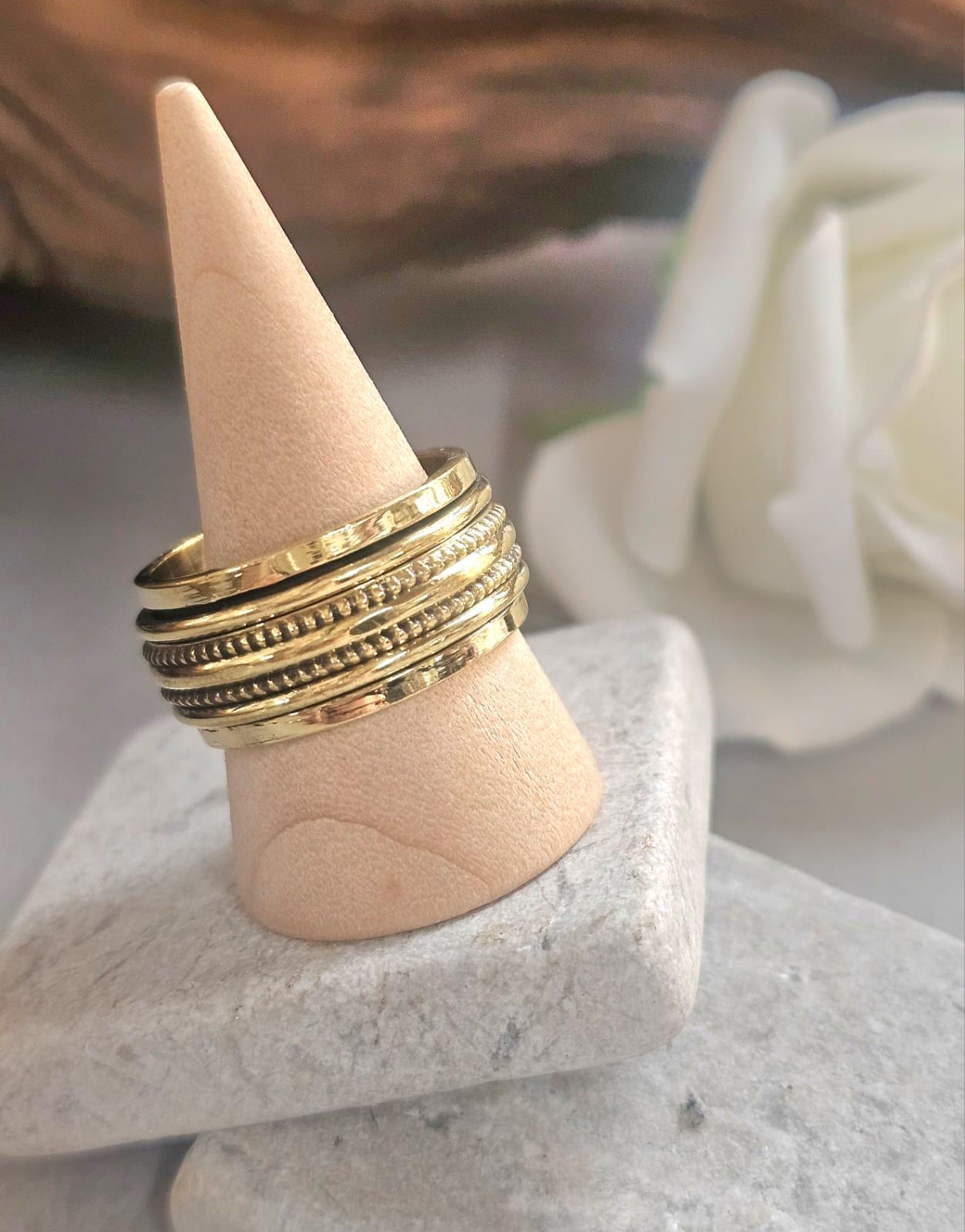 Raw Brass Spinner Ring – Nickel Free Hypoallergenic Wide Band