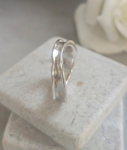 Minimalist Silver Plated Organic Ring | Hypoallergenic Statement Band | Modern Jewellery