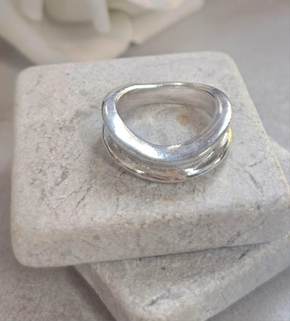 Minimalist Silver Plated Organic Ring | Hypoallergenic Statement Band | Modern Jewellery