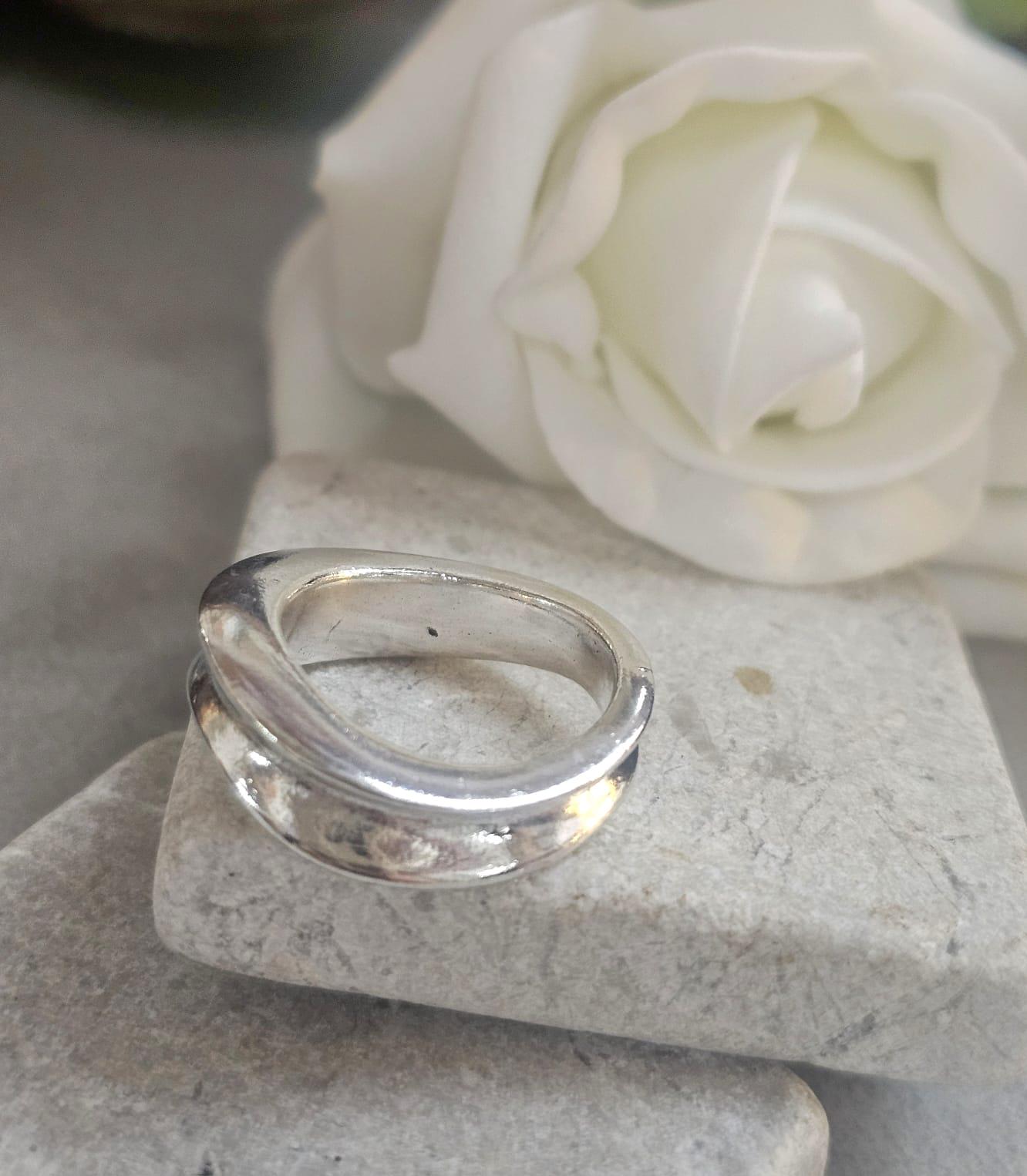 Minimalist Silver Plated Organic Ring | Hypoallergenic Statement Band | Modern Jewellery