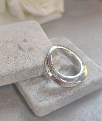 Minimalist Silver Plated Organic Ring | Hypoallergenic Statement Band | Modern Jewellery