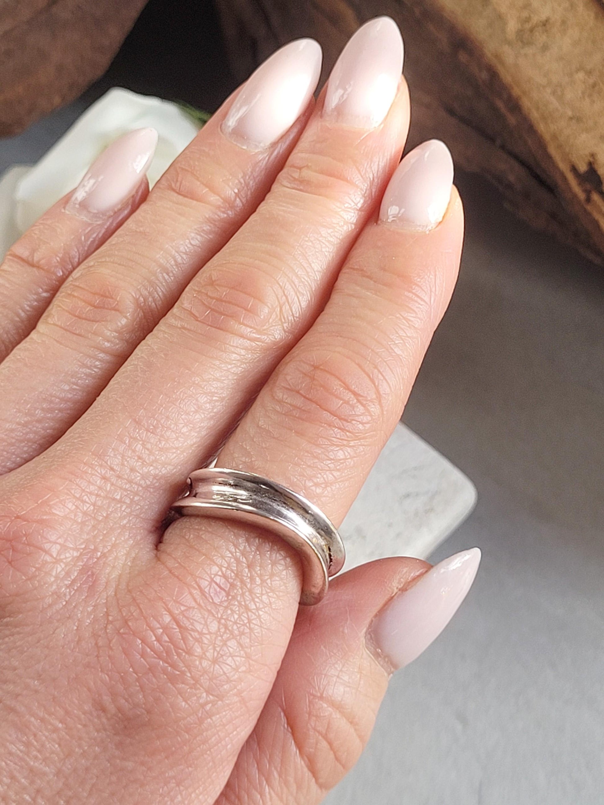 Minimalist Silver Plated Organic Ring | Hypoallergenic Statement Band | Modern Jewellery