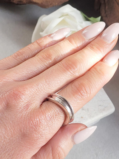Minimalist Silver Plated Organic Ring | Hypoallergenic Statement Band | Modern Jewellery