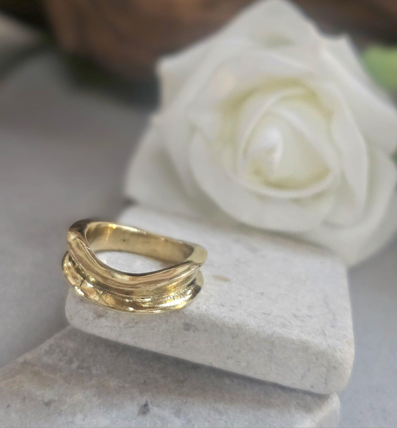 Raw Brass Organic Ring | Minimal Sculptural Band | Handmade Style Statement Ring