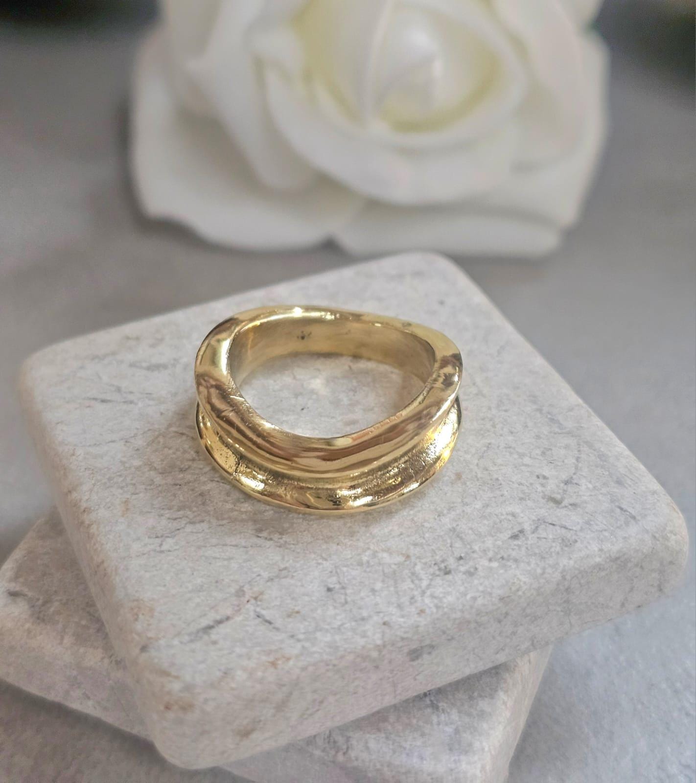 Raw Brass Organic Ring | Minimal Sculptural Band | Handmade Style Statement Ring