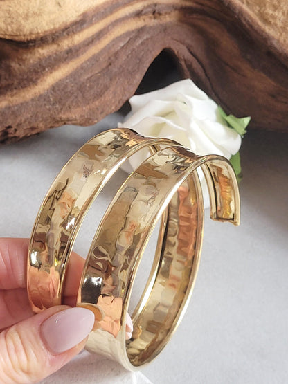 Raw Brass Arm Cuff | Minimal Hammered Arm Bracelet | Bohemian Statement Jewellery