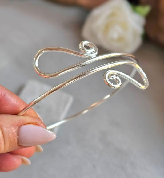 Upper Arm Bracelet Silver Plated, Boho Arm Cuff, Adjustable Armlet, Arm Bracelet, Bohemian Jewellery, Festival Jewellery, Gift for Her