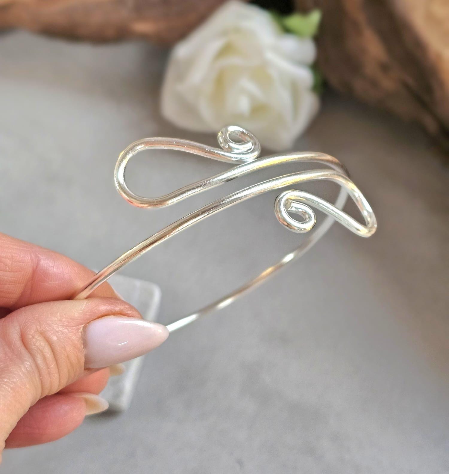 Upper Arm Bracelet Silver Plated, Boho Arm Cuff, Adjustable Armlet, Arm Bracelet, Bohemian Jewellery, Festival Jewellery, Gift for Her