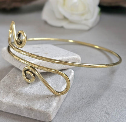 Upper Arm Bracelet Raw Brass, Boho Arm Cuff, Adjustable Brass Armlet,Arm Bracelet, Bohemian Jewellery, Festival Arm Cuff, Gift for H
