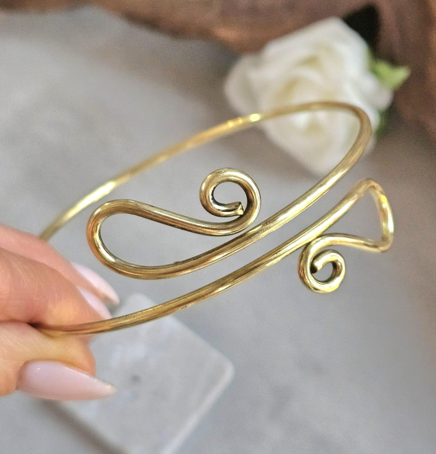 Upper Arm Bracelet Raw Brass, Boho Arm Cuff, Adjustable Brass Armlet,Arm Bracelet, Bohemian Jewellery, Festival Arm Cuff, Gift for H