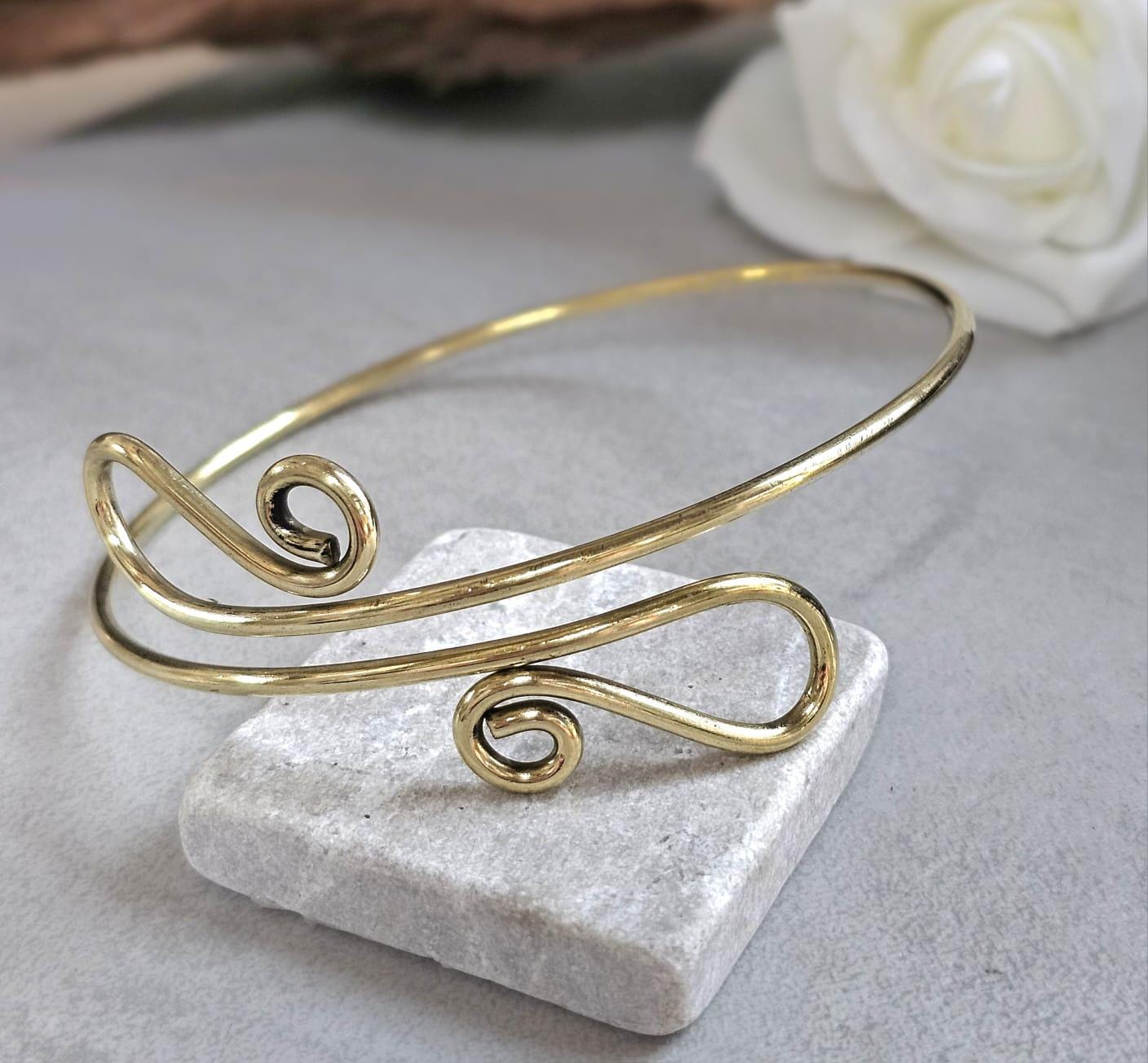 Upper Arm Bracelet Raw Brass, Boho Arm Cuff, Adjustable Brass Armlet,Arm Bracelet, Bohemian Jewellery, Festival Arm Cuff, Gift for H