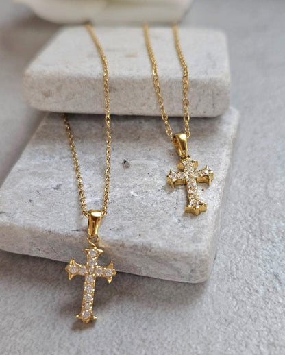Gold Cross Necklace 18K Gold Plated, Jesus Cross Necklace, Faith Necklace, Christian Jewellery, Dainty Cross Pendant, Religious Gift for Her