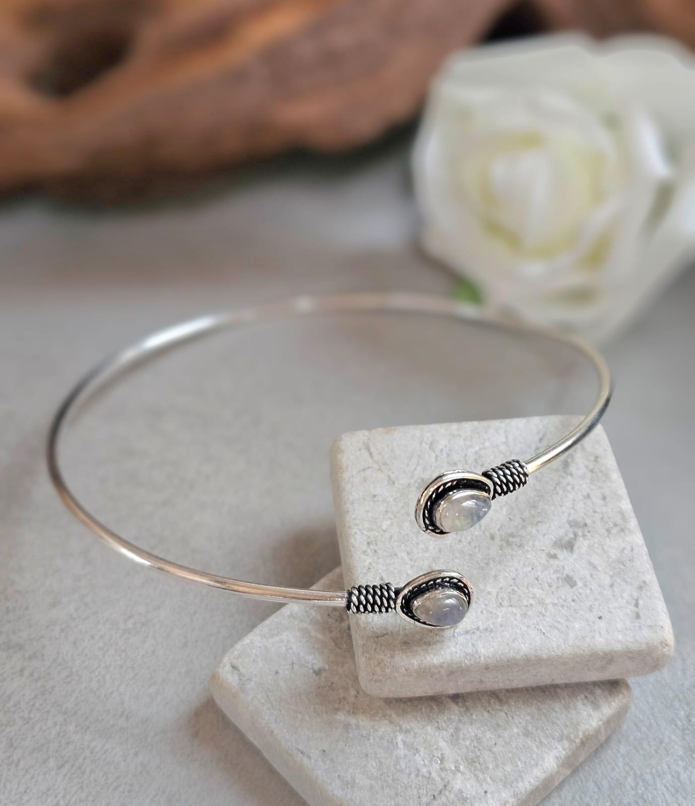 Silver Upper Arm Bracelet, Boho Arm Cuff, Moonstone Armlet, Silver Plated Arm Bracelet, Tribal Arm Cuff, Bohemian Jewellery