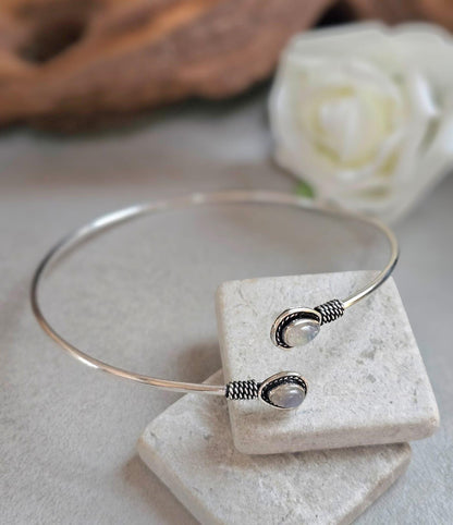 Silver Upper Arm Bracelet, Boho Arm Cuff, Moonstone Armlet, Silver Plated Arm Bracelet, Tribal Arm Cuff, Bohemian Jewellery