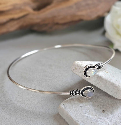 Silver Upper Arm Bracelet, Boho Arm Cuff, Moonstone Armlet, Silver Plated Arm Bracelet, Tribal Arm Cuff, Bohemian Jewellery