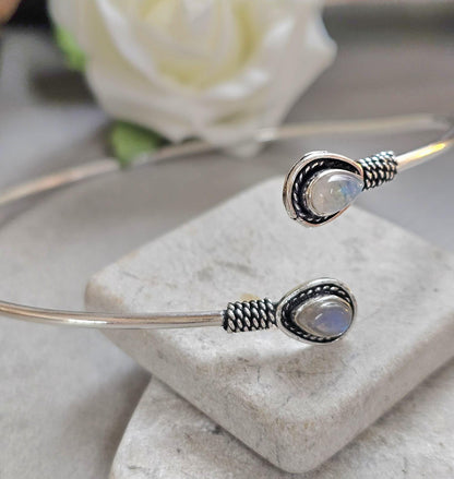 Silver Upper Arm Bracelet, Boho Arm Cuff, Moonstone Armlet, Silver Plated Arm Bracelet, Tribal Arm Cuff, Bohemian Jewellery