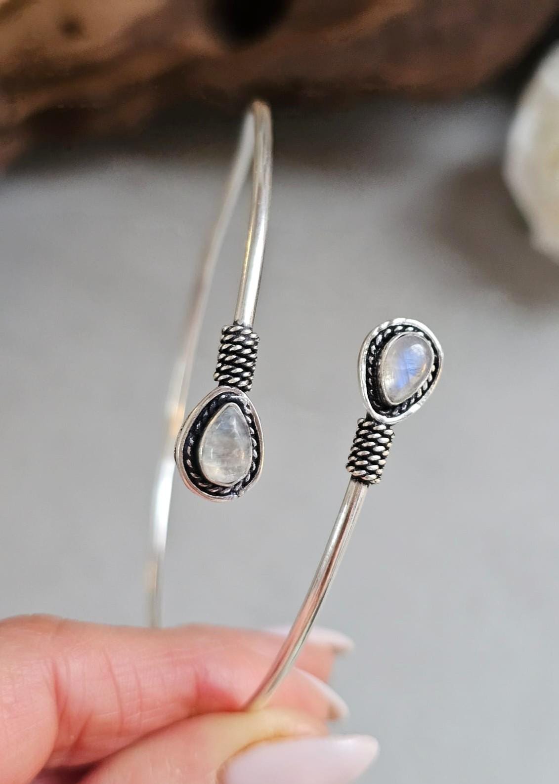 Silver Upper Arm Bracelet, Boho Arm Cuff, Moonstone Armlet, Silver Plated Arm Bracelet, Tribal Arm Cuff, Bohemian Jewellery