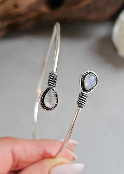 Silver Upper Arm Bracelet, Boho Arm Cuff, Moonstone Armlet, Silver Plated Arm Bracelet, Tribal Arm Cuff, Bohemian Jewellery