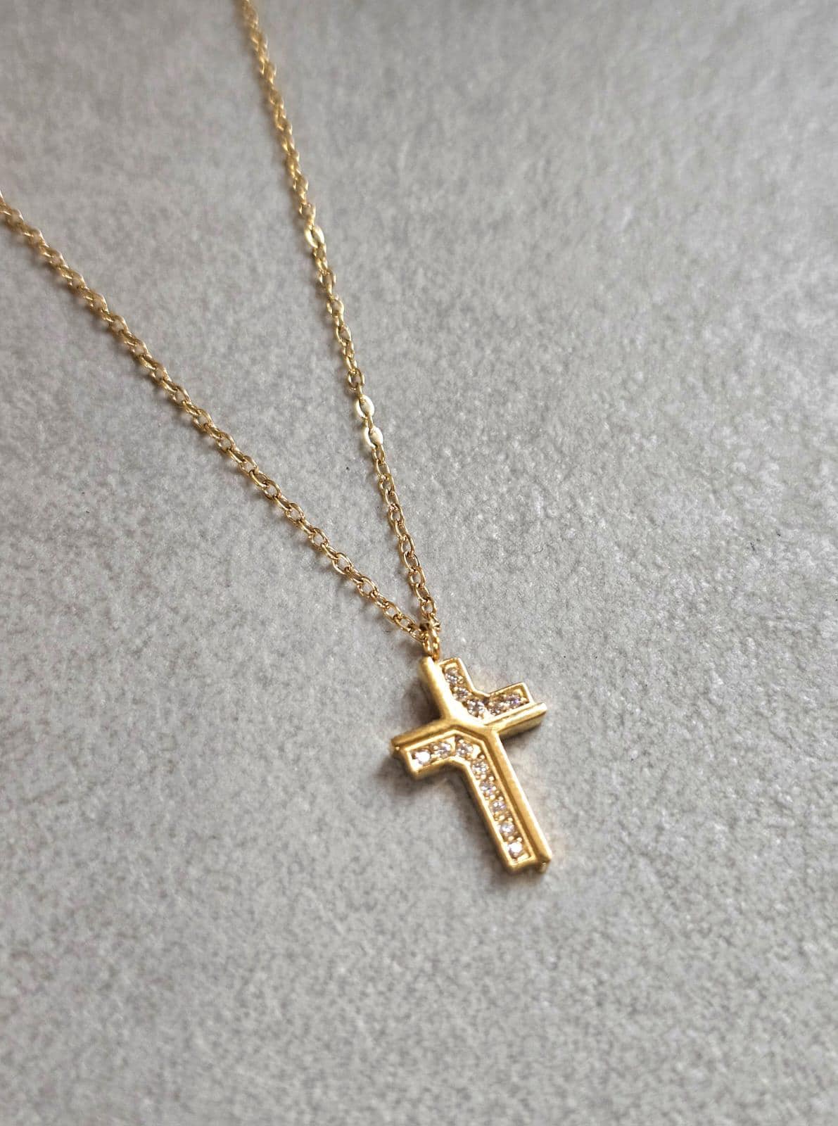 18K Gold Cross Necklace 19 Inch Chain, Jesus Cross Pendant, Gold Plated Cross Necklace, Faith Necklace, Christian Jewellery, Religious Gift