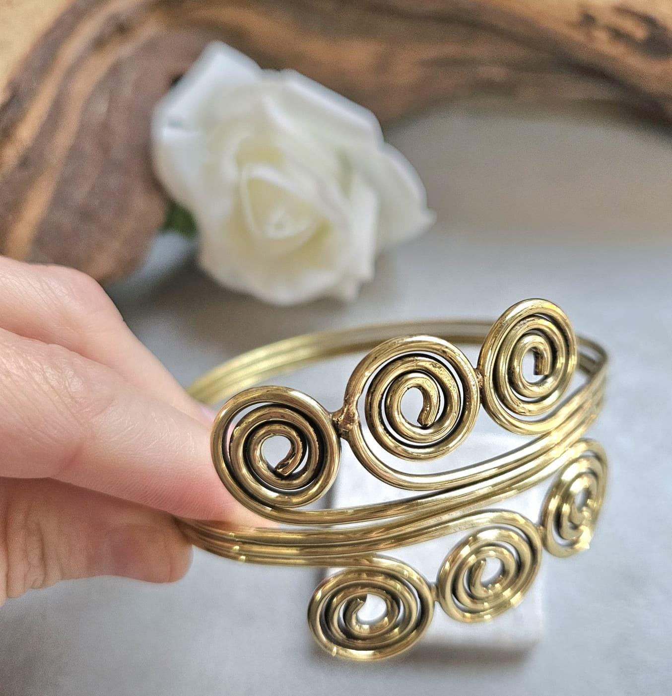 Bohemian upper arm bracelet / Brass jewelry / Hypoallergenic jewelry